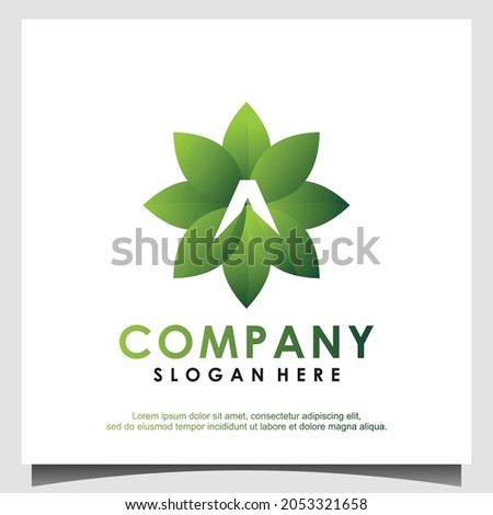 Agriculture leaf with initial A logo design vector