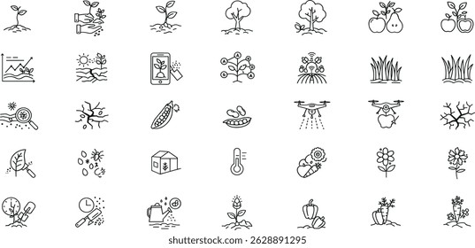 Agriculture Line Editable Icons set 