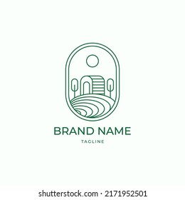 agriculture line outline minimalist Logo. village logo