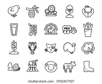 Agriculture linear icons set. Farming. Agricultural implement. Thin line contour symbols. Isolated vector outline illustrations. Editable stroke