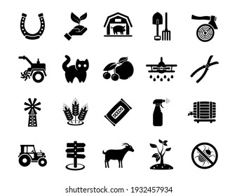 Agriculture linear icons set. Farming. Agricultural symbols. Isolated vector outline illustrations