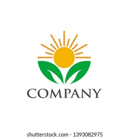 Agriculture Logo Concept Sun Shine Leaves Stock Vector (Royalty Free ...