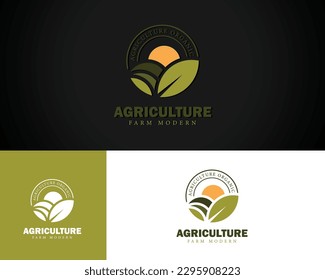 agriculture logo creative farm design concept circle nature organic