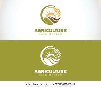 agriculture logo creative farm design concept wheat design vector circle