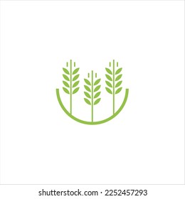 Diseño del logotipo agrícola, agronomía, cultivo de trigo, campo rural de cultivo, vectores de cosecha natural.