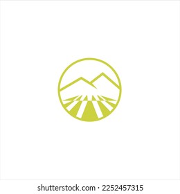 Agriculture logo design, agronomy, wheat farm, rural country farming field, natural harvest vector.