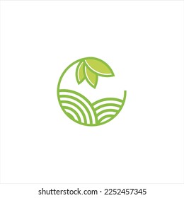 Agriculture logo design, agronomy, wheat farm, rural country farming field, natural harvest vector.