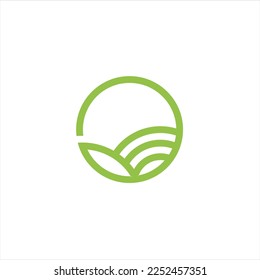 Agriculture logo design, agronomy, wheat farm, rural country farming field, natural harvest vector.