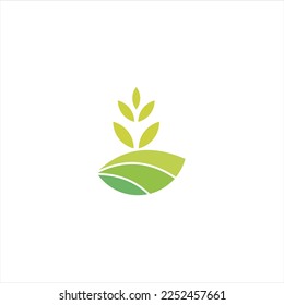Agriculture logo design, agronomy, wheat farm, rural country farming field, natural harvest vector.