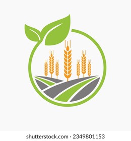 Agriculture Logo Design Concept With Wheat Icon. Farming Logotype Symbol Template