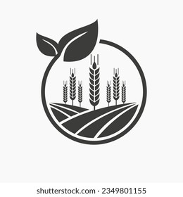 Agriculture Logo Design Concept With Wheat Icon. Farming Logotype Symbol Template