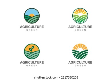 Agriculture logo design vector set collection