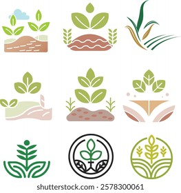 Agriculture logo design vector set collection and Agriculture icon log