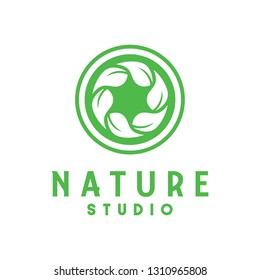 Agriculture logo design vector template with flat leaves circle Concept style. Green nature Symbol And Icon used for agricultural systems, farmer, and plantation products.