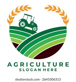 Agriculture logo design vector template. Farm land logo design vector template