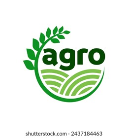 Logo de Agricultura. Diseño de logotipo de concepto de granja Vector sobre fondo blanco