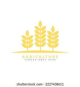 agriculture logo. farm icon with rice plant vector illustration design