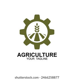 agriculture logo, farm land logo design template vector. this logo great for a farm business, organic food production and agriculture company