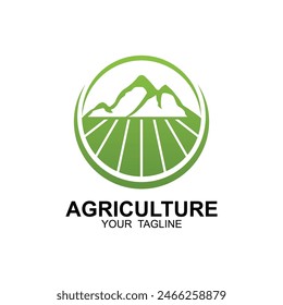agriculture logo, farm land logo design template vector. this logo great for a farm business, organic food production and agriculture company