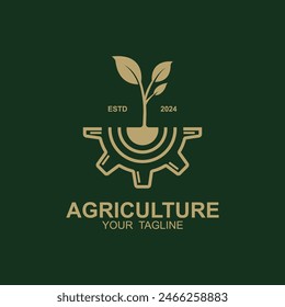 agriculture logo, farm land logo design template vector. this logo great for a farm business, organic food production and agriculture company