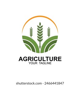 agriculture logo, farm land logo design template vector. this logo great for a farm business, organic food production and agriculture company