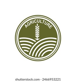 agriculture logo, farm land logo design template vector. this logo great for a farm business, organic food production and agriculture company