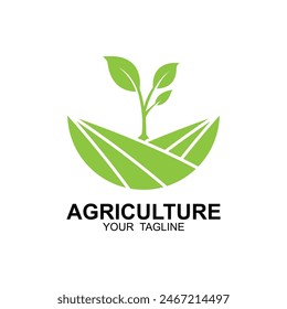 agriculture logo, farm land logo design template vector. this logo great for a farm business, organic food production and agriculture company