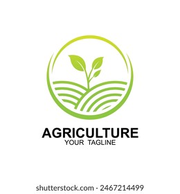 logotipo de la agricultura, Vector de Plantilla de diseño de logotipo de la tierra agrícola. este logotipo es ideal para una empresa agrícola, producción de alimentos orgánicos y agricultura