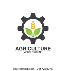 agriculture logo, farm land logo design template vector. this logo great for a farm business, organic food production and agriculture company