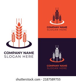 Agriculture logo, Farm logo, wheat logo, Nature logo vector illustration design