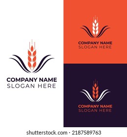 Agriculture logo, Farm logo, wheat logo, Nature logo vector illustration design