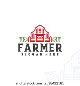 agriculture logo with farmhouse illustration and company name