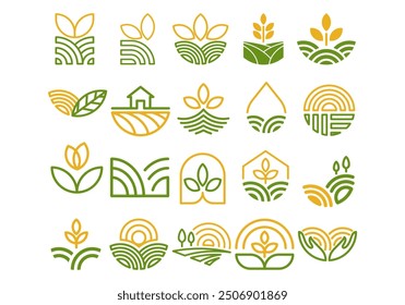 Agriculture Logo Icon Element Set