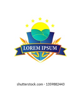 agriculture logo icon with shield illustration sign or symbol
