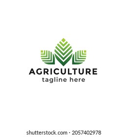 agriculture logo illustration. farm logo. leaf logo