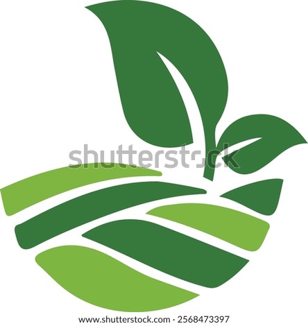 Agriculture logo with leaf and landscape in circle