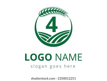 Agriculture Logo On 4 Letter Concept. Wheat Logo For Agriculture Symbol Vector Template.
