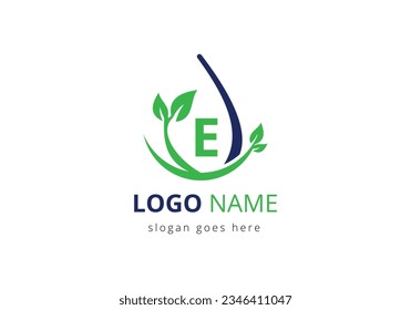 Agriculture Logo On E Letter Concept. Agriculture and farming logo design. Agribusiness, Eco-farm logo Design Vector template
