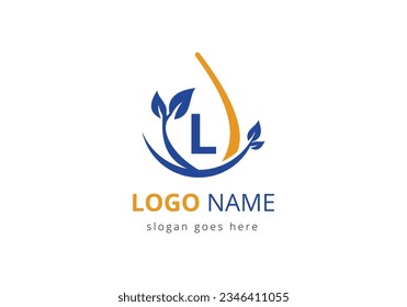 Agriculture Logo On L Letter Concept. Agriculture and farming logo design. Agribusiness, Eco-farm logo Design Vector template
