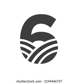 Agriculture Logo On Letter 6 Concept. Farm Logo Based on Alphabet for Bakery, Bread, Pastry, Home Industries Business Identity