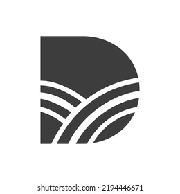 Agriculture Logo On Letter D Concept. Farm Logo Based on Alphabet for Bakery, Bread, Pastry, Home Industries Business Identity