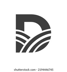 Agriculture Logo On Letter D Concept. Farm Logo Based on Alphabet for Bakery, Bread, Pastry, Home Industries Business Identity