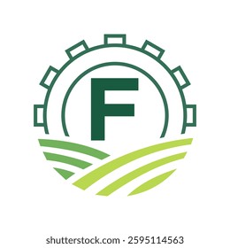 Agriculture Logo On Letter F. Agro Farming Logo Symbol Vector and Template