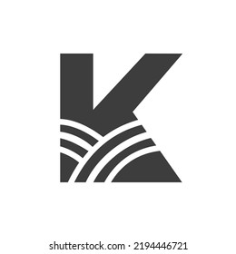 Agriculture Logo On Letter K Concept. Farm Logo Based on Alphabet for Bakery, Bread, Pastry, Home Industries Business Identity