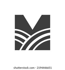 Agriculture Logo On Letter M Concept. Farm Logo Based on Alphabet for Bakery, Bread, Pastry, Home Industries Business Identity