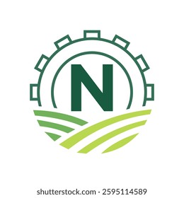 Agriculture Logo On Letter N. Agro Farming Logo Symbol Vector and Template