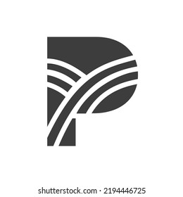 Agriculture Logo On Letter P Concept. Farm Logo Based on Alphabet for Bakery, Bread, Pastry, Home Industries Business Identity