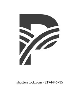 Agriculture Logo On Letter P Concept. Farm Logo Based on Alphabet for Bakery, Bread, Pastry, Home Industries Business Identity