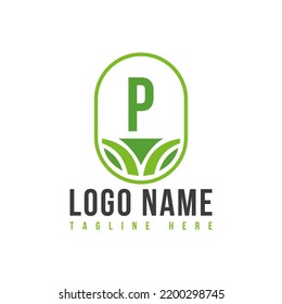 Agriculture Logo On Letter P Concept. Agro Farm Logo Symbol Vector Template