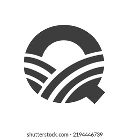 Agriculture Logo On Letter Q Concept. Farm Logo Based on Alphabet for Bakery, Bread, Pastry, Home Industries Business Identity